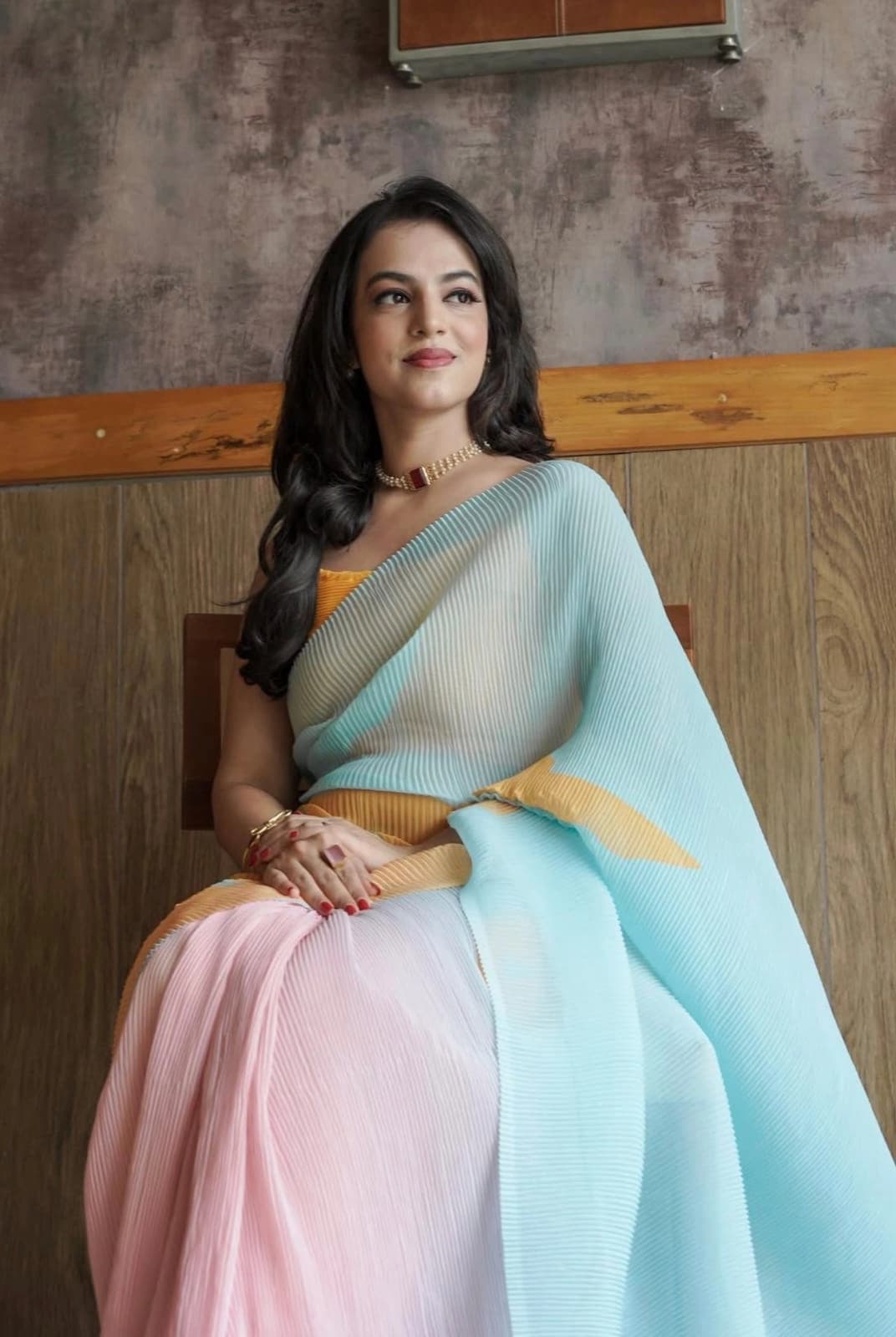 Behind the scenes of a media production makeup session.